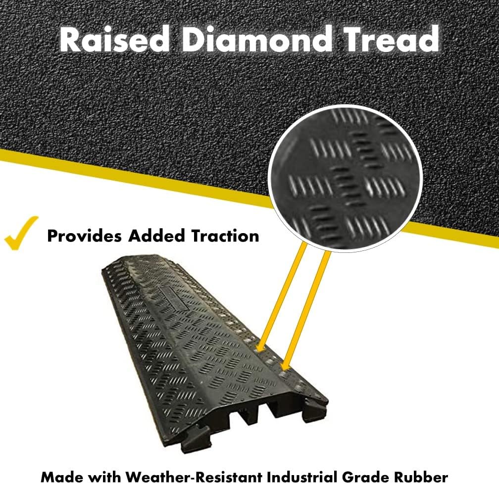Kable Kontrol Drop Over Floor Cord Cover – 40” Inch Long 3 Channel Cable or Wire Protector – Rubber Ramp for Indoor and Outdoor Use – Black