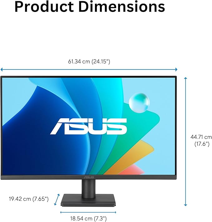 ASUS 27” Eye Care Monitor (VA279QG) – IPS, Full HD, 99% sRGB, Frameless, 120Hz, Adaptive-Sync, 1ms, Speakers, HDMI, DisplayPort, VGA, Low Blue Light, Flicker Free, Wall Mountable, 3 yr Warranty
