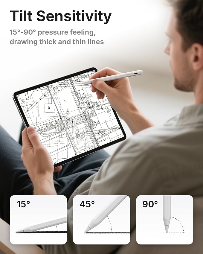 Metapen Pencil A8 V4 for iPad 2018-2025, Upgrade Magnetic Attraction, 2X Fast Charge, Low Latency Stylus Pen for iPad 11-6th Gen, Pro 12.9/11/13-inch M4/M5, Air 3/4/5/M2/M3, Mini 5/6/7th A17 Pro