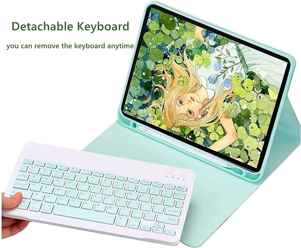 AnMengXinLing Lovely Keyboard Case for iPad 9th/8th/7th Generation with Mouse,Case for iPad9 iPad8 iPad7 10.2 inch with Pencil Holder and Deatachable Keyboard Mouse, Pink
