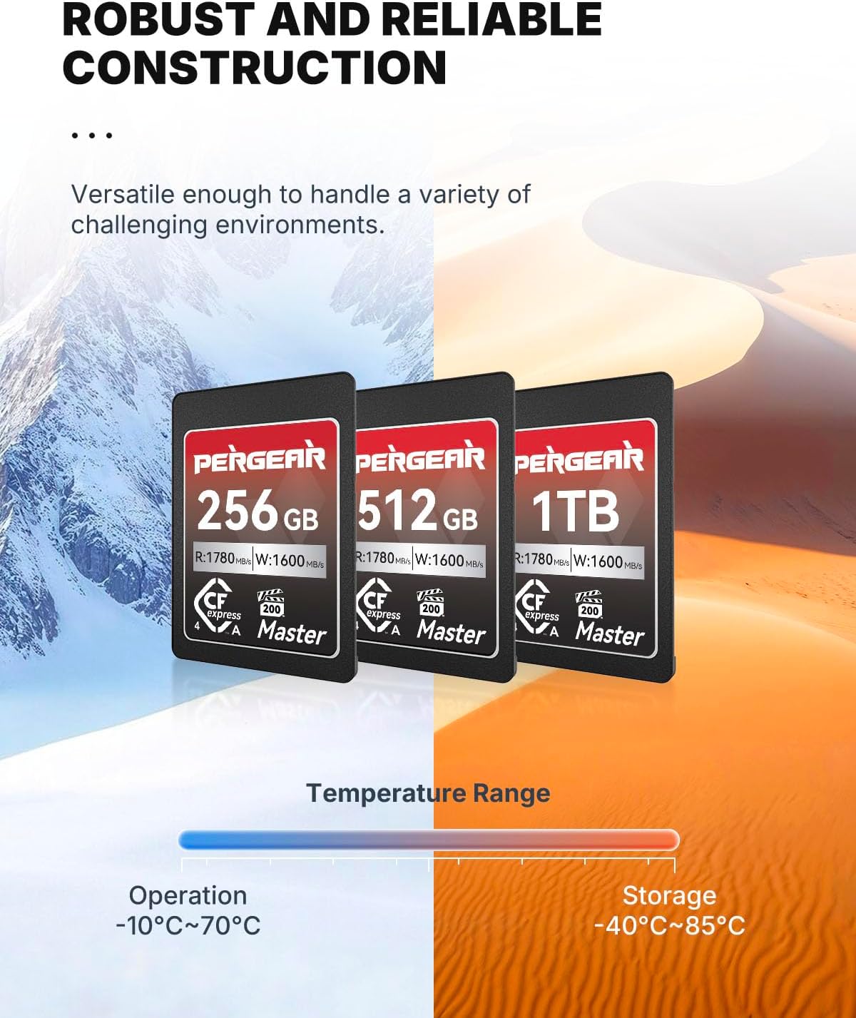 Pergear 512GB CFexpress 4.0 Type A Memory Card,up to 1780MB/S Read Speeds,USB4.0(PCIe 4.0),for Raw,8K 30P Recording,Compatible for Sony Camera,ILME-FX3,ILME-FX6,ILME-FX30 (Black Silver Master Series)