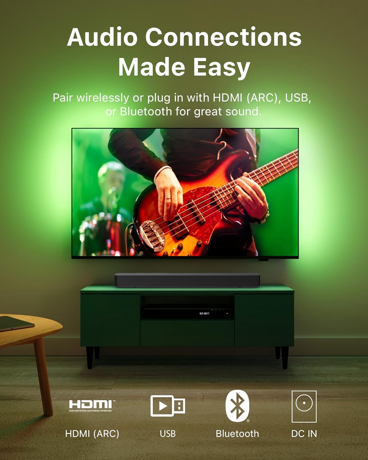 Philips B4000 Soundbar for TV, 2.0 Channel Sound, BT LE Audio, Easy Setup, EasyLINK, Roku TV Ready, Remote Control