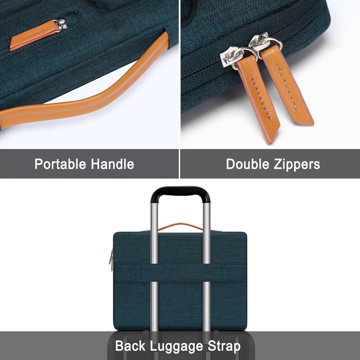 MOSISO 360 Protective Laptop Case 13 inch, 13 inch Laptop Sleeve Compatible with MacBook Air M4 M3 M2 M1 2025-2018/Pro M2 M1 2025-2016, Side Open Carrying Case with 4 Zipper Pockets&Handle, Teal Green
