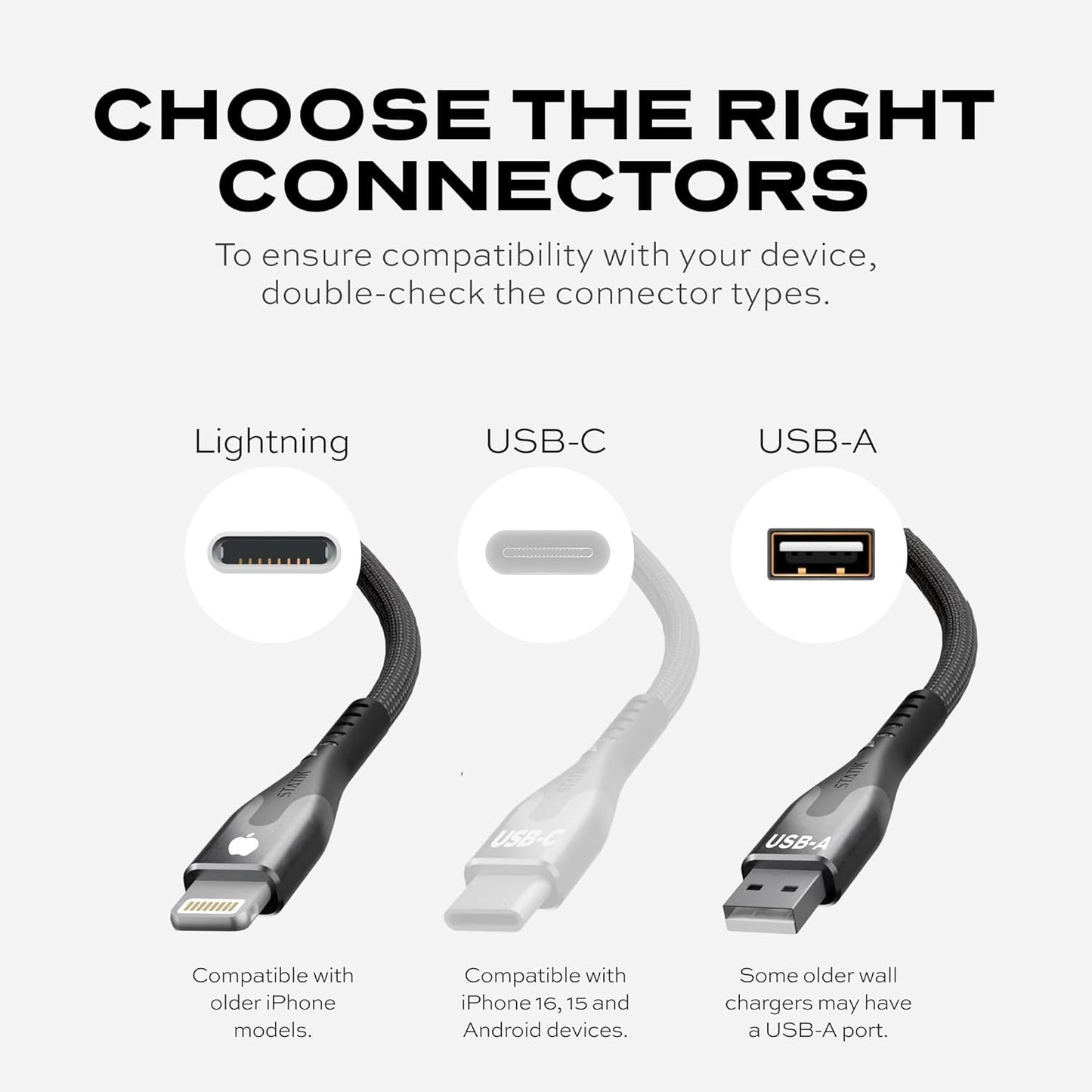 Statik MagStack USB A to Lightning Cable MFi Certified, Clutter-Free Magnetic Charging Cable, Anti-Tangle Phone Charger Cord, 12W, Compatible with iPhone 14 Pro Max, 13 12 11, 6FT/2M