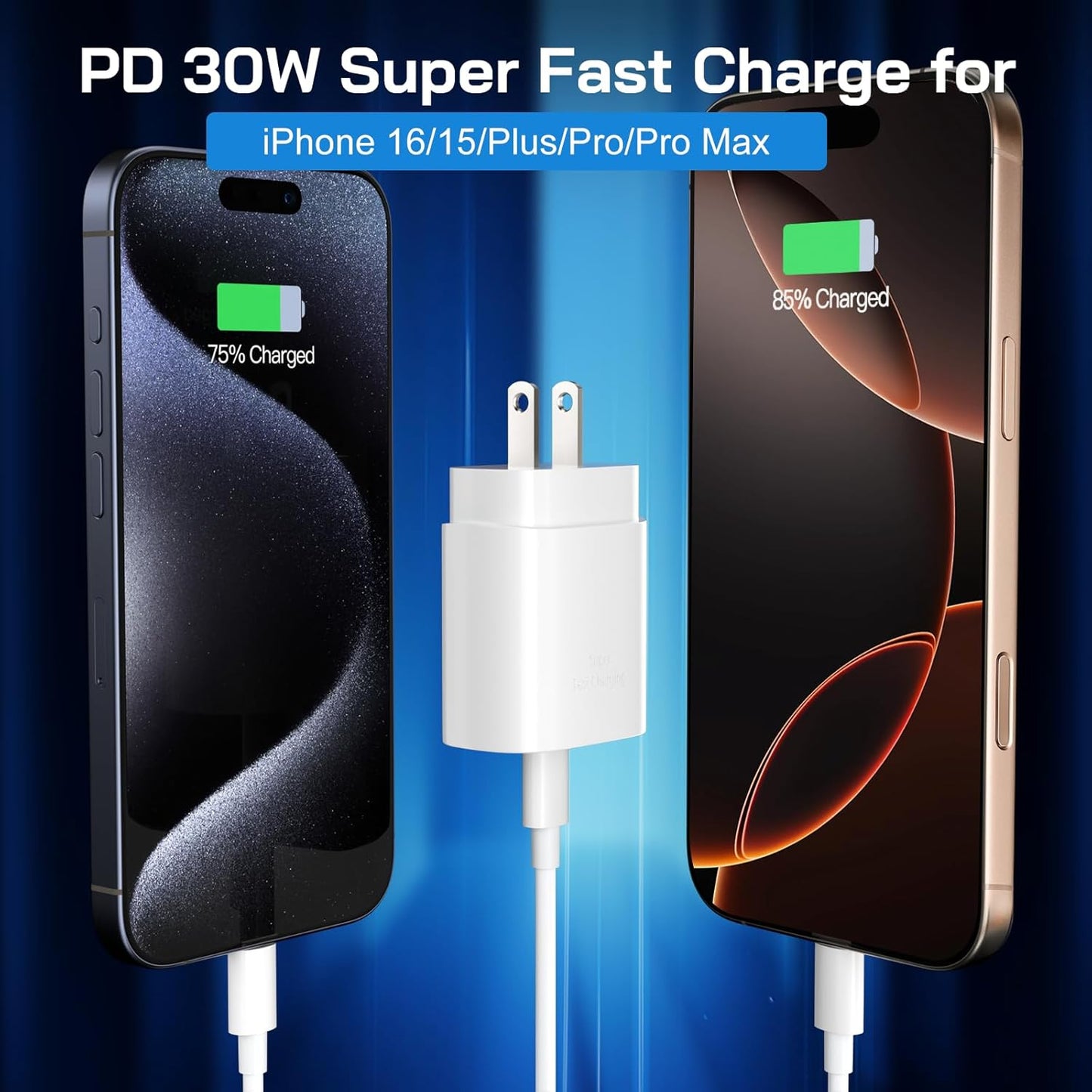 30W USB C i Phone 16 15 Charger Fast Charging, 2PACK Wall Charger for iPhone 16 15 Pro Max Charger Cord 10FT Fast Type C Charger Block for iPhone 16/16 Pro/15 Plus/15 Pro/15 Pro Max,i Pad Pro/Air/Mini