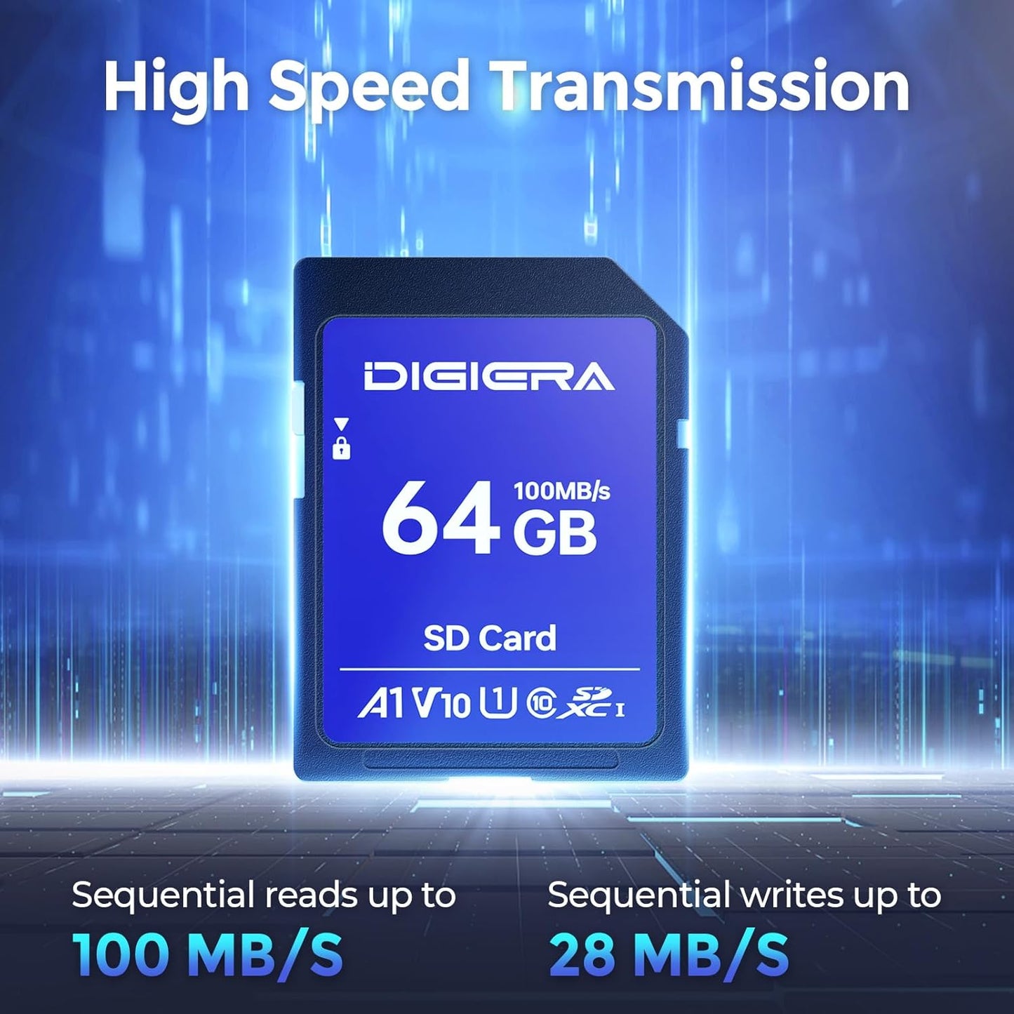 64GB CS100 SDXC UHS-I Memory Card - up to 100MB/s, C10, U1, V10, Full HD, SD Card for Computers, Digital Cameras, Home Theatre Devices, Car Navigation Systems (2 Pack)