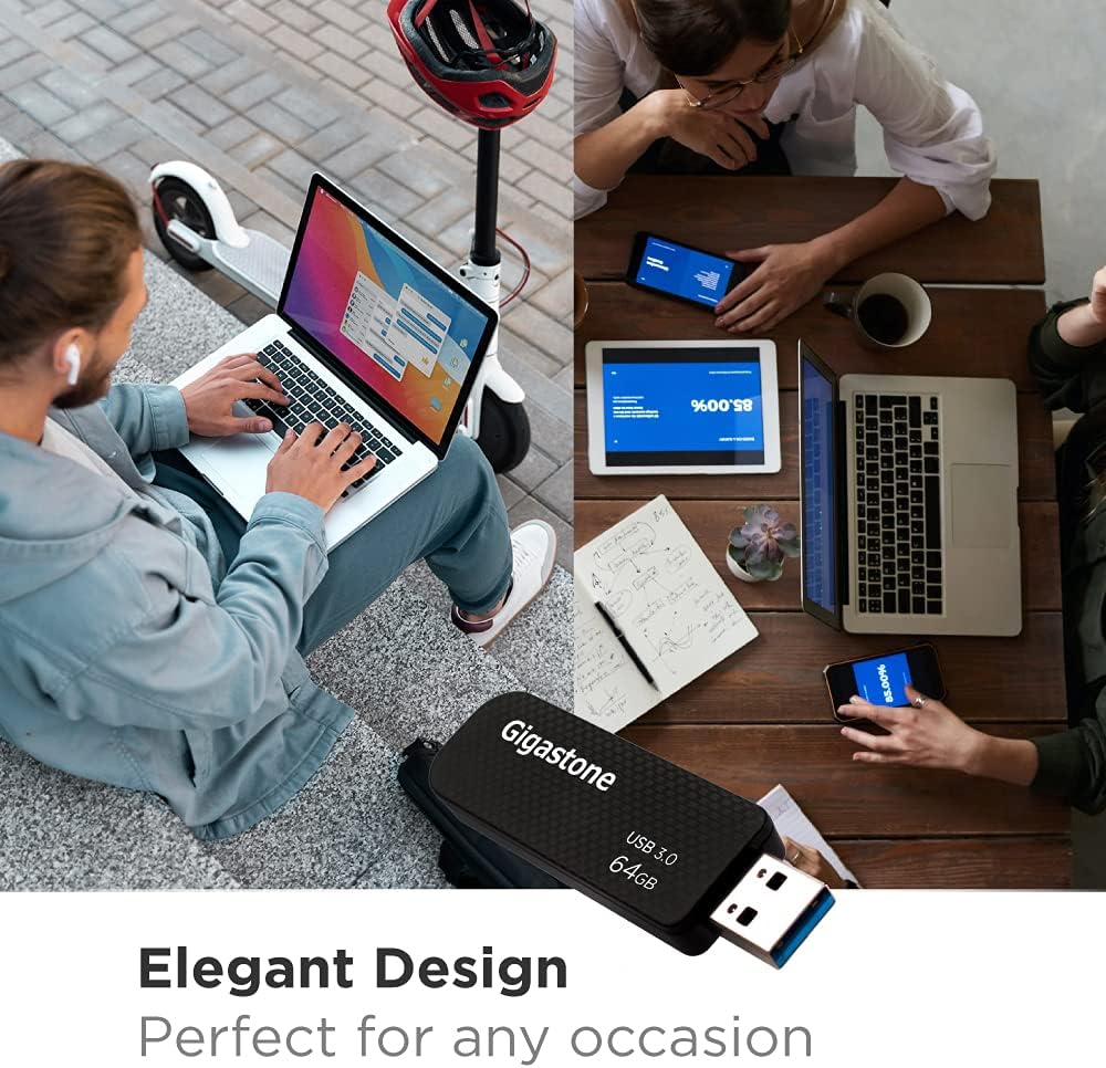 GIGASTONE 64GB Flash Drive (10 Pack) Z30 USB 3.2 Gen 1, 80MB/s Ultra Fast, Keychain Loop, Carbon Fiber Style, Push-Pull Design, Data Storage, Backup for PC/Mac/TV/Car, USB 2.0/3.0/3.1 Compatible