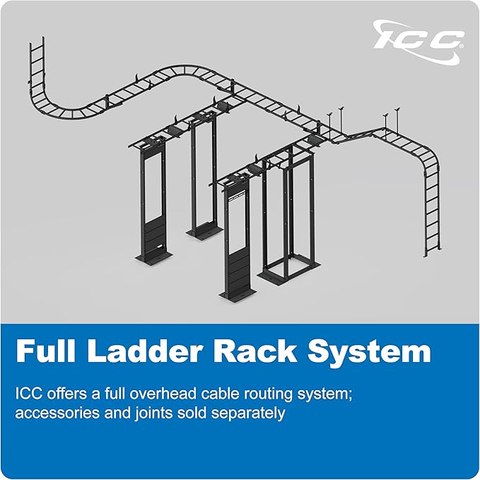 ICC Cable Runway Rack 90° Flat Corner, 16-Gauge Steel, Made in USA