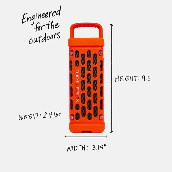 Turtlebox Ranger: Loud! Outdoor Portable Bluetooth 5.4 Speaker | Rugged, Waterproof, Ultra-Portable | Plays to 105db, Deep Bass, Shockproof, Unlimited Pairing for Full Stereo Experience, Orange