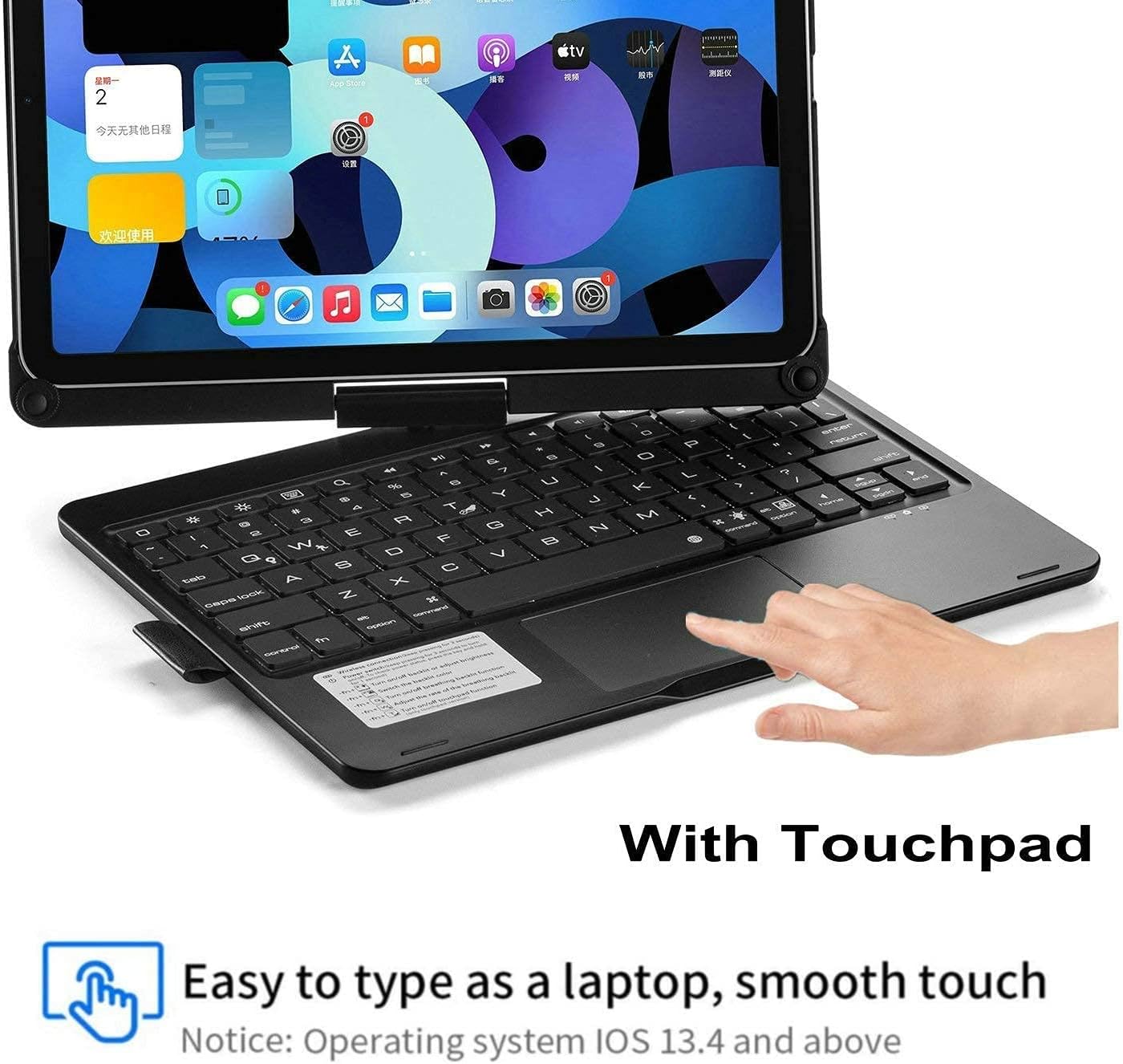 Keyboard Case for iPad 10.2 9th/8th/7th Gen, Rotating Case for iPad9/iPad8/iPad7 with Backlits Touchpad Keyboard-360° Rotatable Smart Cover with Pencil Holder, Silver