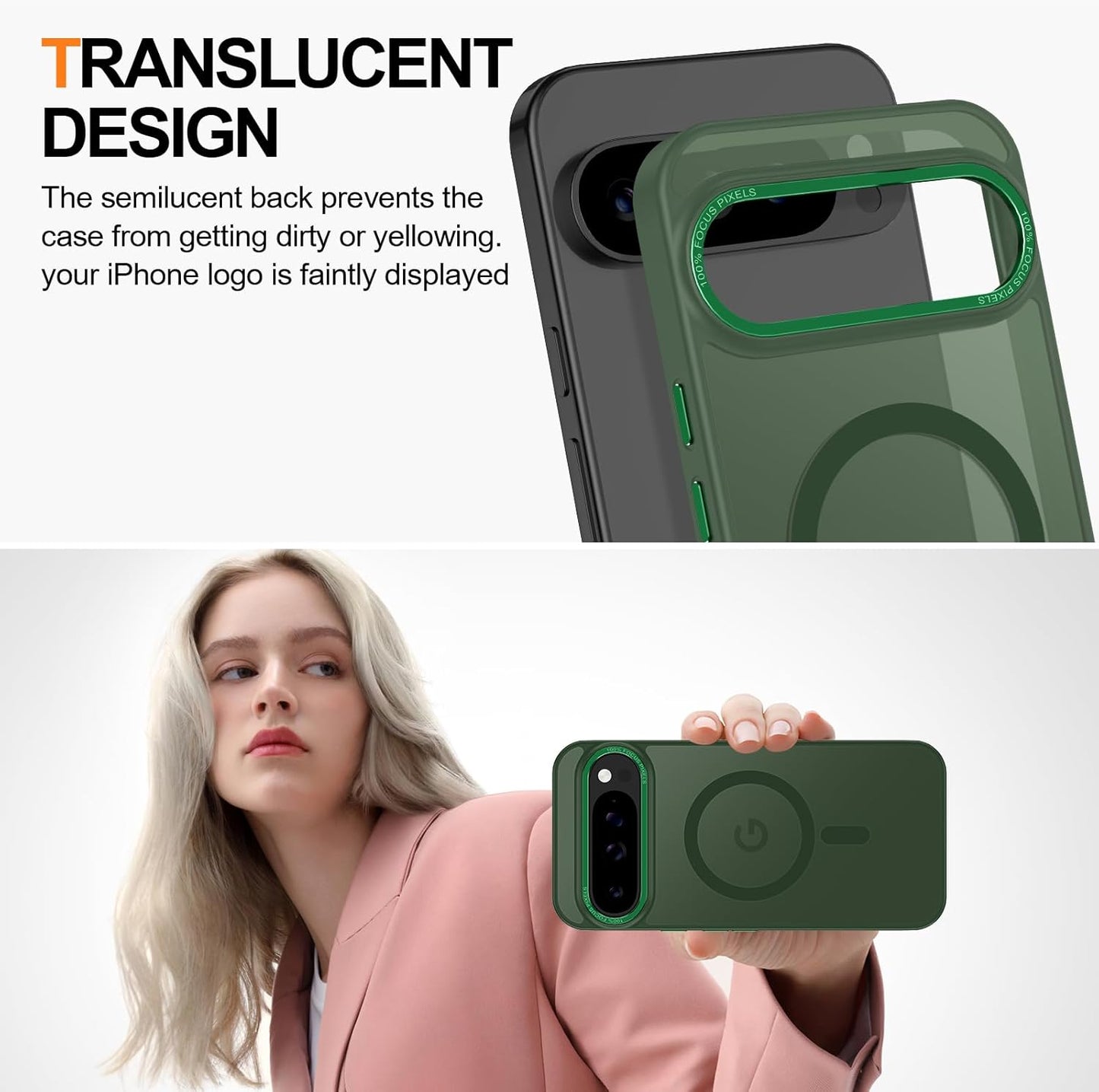 Magnetic for Google Pixel 9 Pro XL Case, [Military Grade Drop Protection] [Compatible with MagSafe] Shockproof Slim Translucent Matte Anti-Slip for Women Girls Men Case, Forest Green