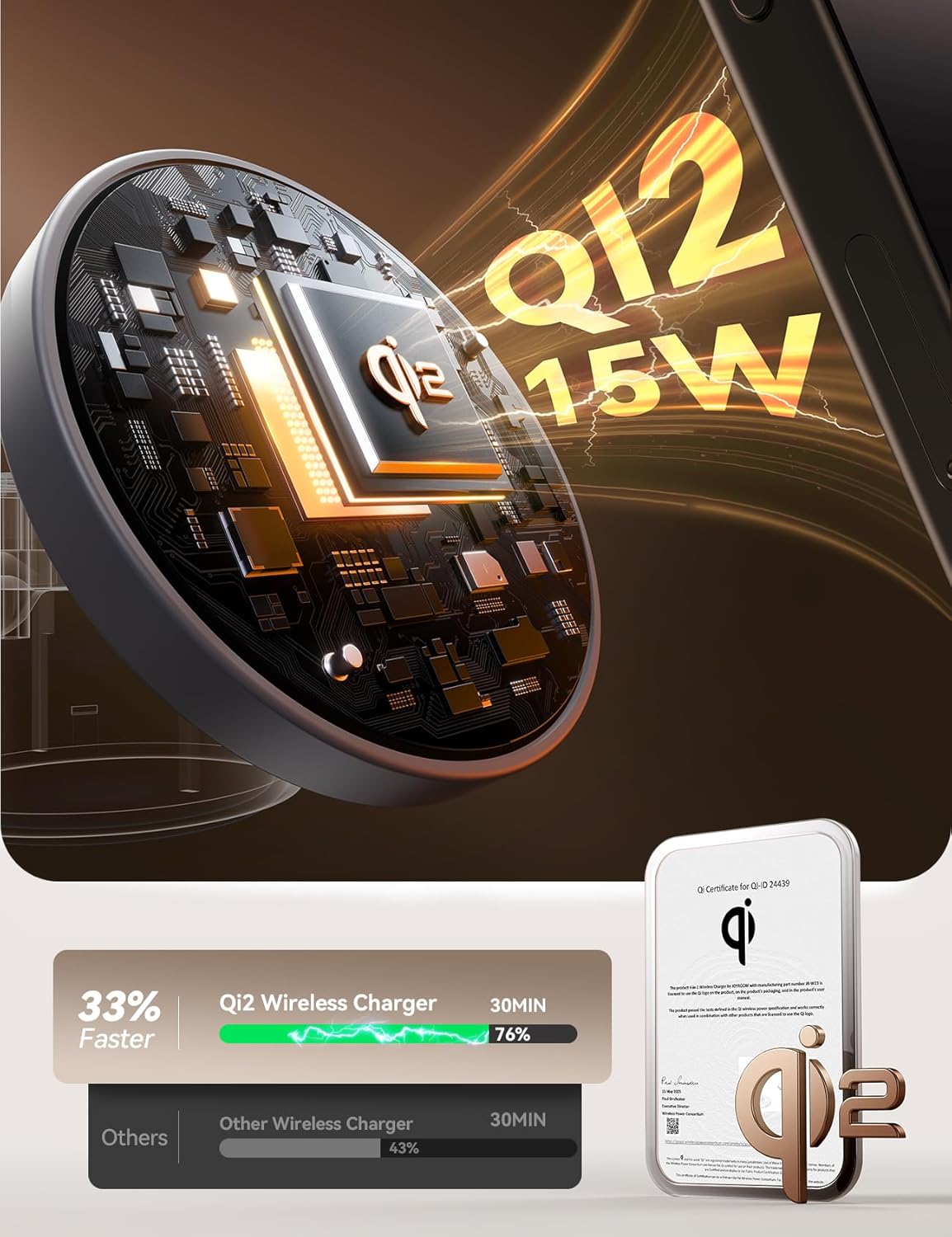 15W MagSafe for JOYROOM, Fast Qi2 Certified 4-in-1 MagSafe Charging Station for Apple, Wireless Charger for iPhone 16/15/14/13/12 Pro Max Series, iWatch, AirPods 4/3/2/Pro(Cable& 30W Adapter Included)