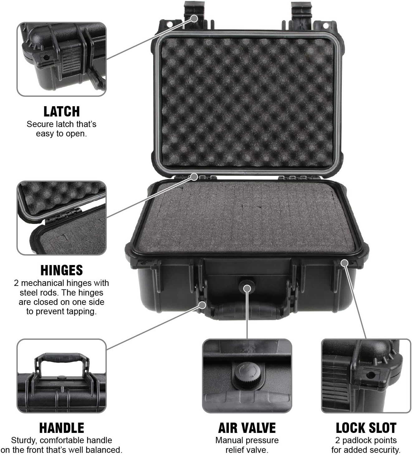 Olympia 10.47" Waterproof Hard Case with DIY Customizable Foam, Fit use of Gear, Equiment, Camera and so on
