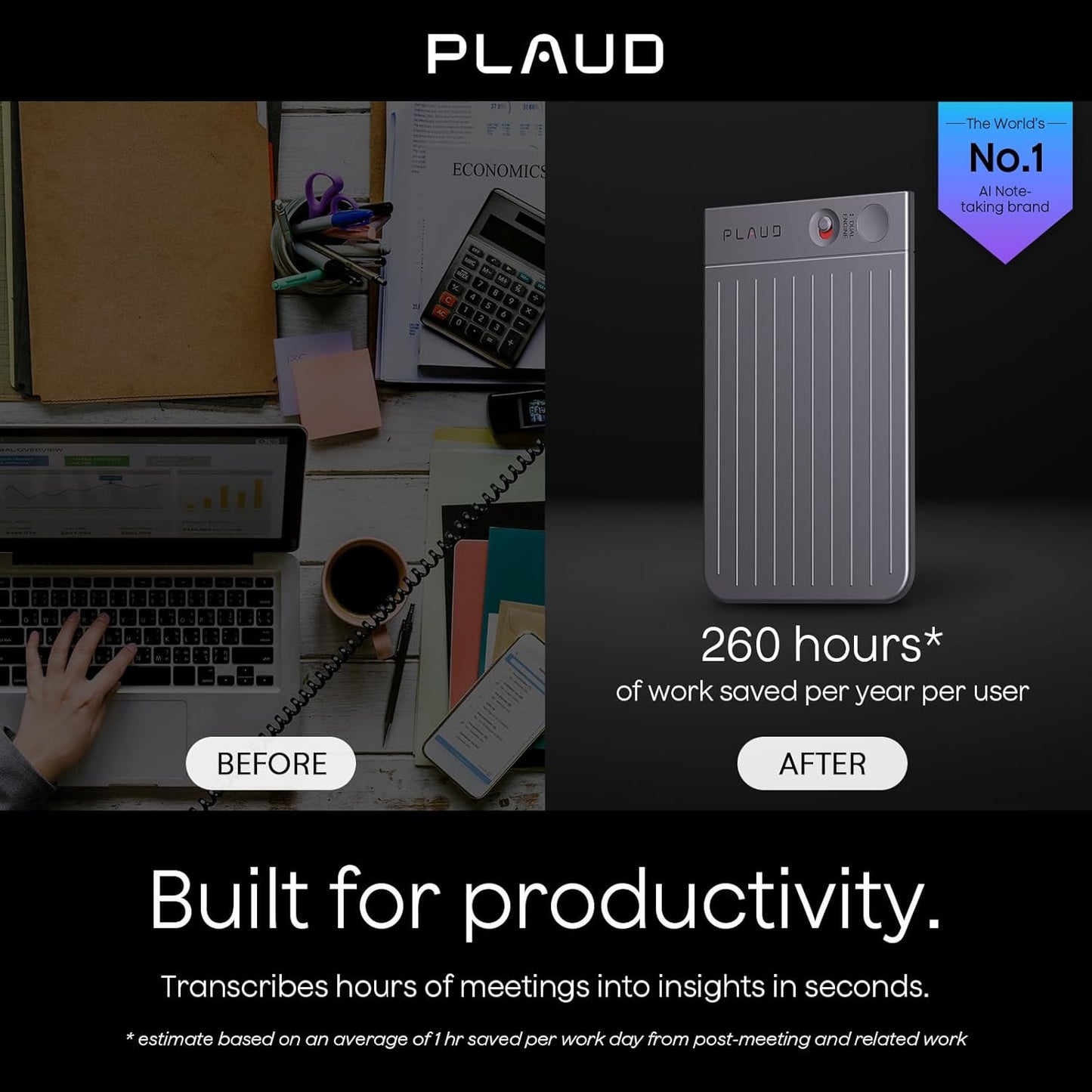Plaud Note AI Voice Recorder, AI Note Taking Device, Transcribe & Summarize, Support 112 Languages, 64GB Navy Blue Digital Audio Recorder for Lectures, Meetings, Calls, with Magnetic Dark Blue Case