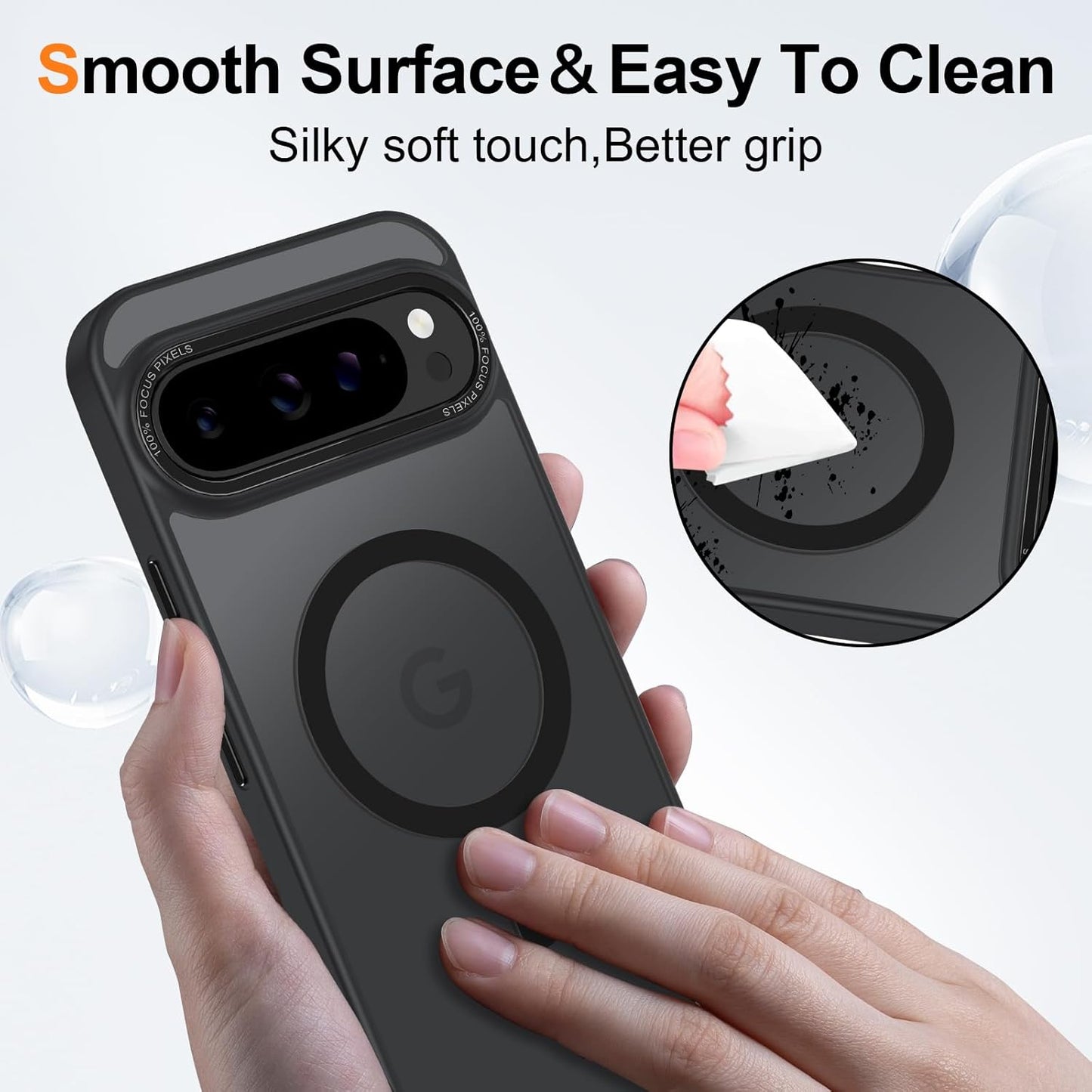 Magnetic for Google Pixel 9 Pro XL Case, [Military Grade Drop Protection] [Compatible with MagSafe] Shockproof Slim Translucent Matte Anti-Slip for Women Girls Men Case, Black