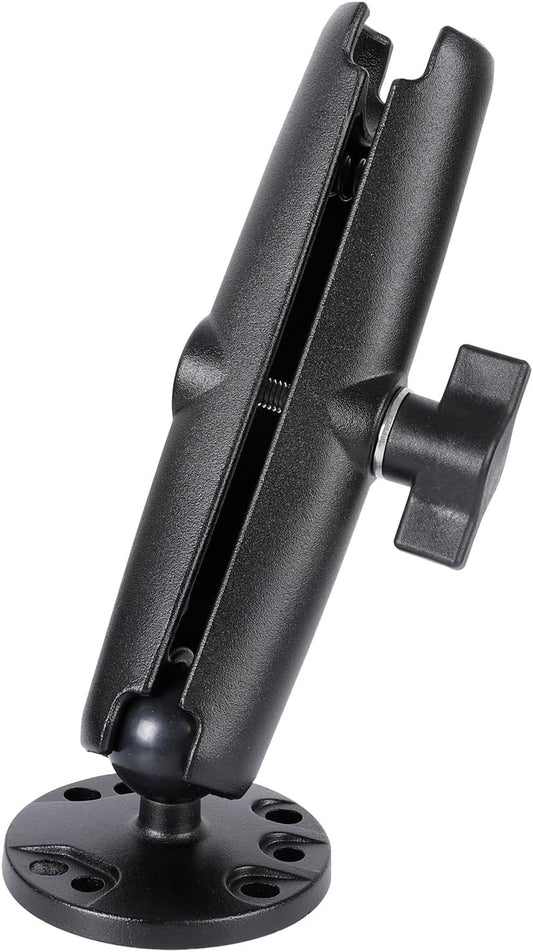 1" Ball Double Socket Arm with AMPS Hole Round Plate Base, Aluminum Alloy Arm&Drill Base, Compatible with RAM Mounts 1 Inch Ball Components, for Bike Car Motorcycle Phone Mount (6.69" Length)