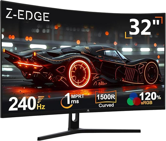 Z-Edge 32 inch Curved Gaming Monitor, FHD 1080P 240Hz Curved Monitor,1500R Computer Monitor, MPRT 1ms Monitor, UG32P 1X DP 1.4 Ports and 2X HDMI 2.0 Ports