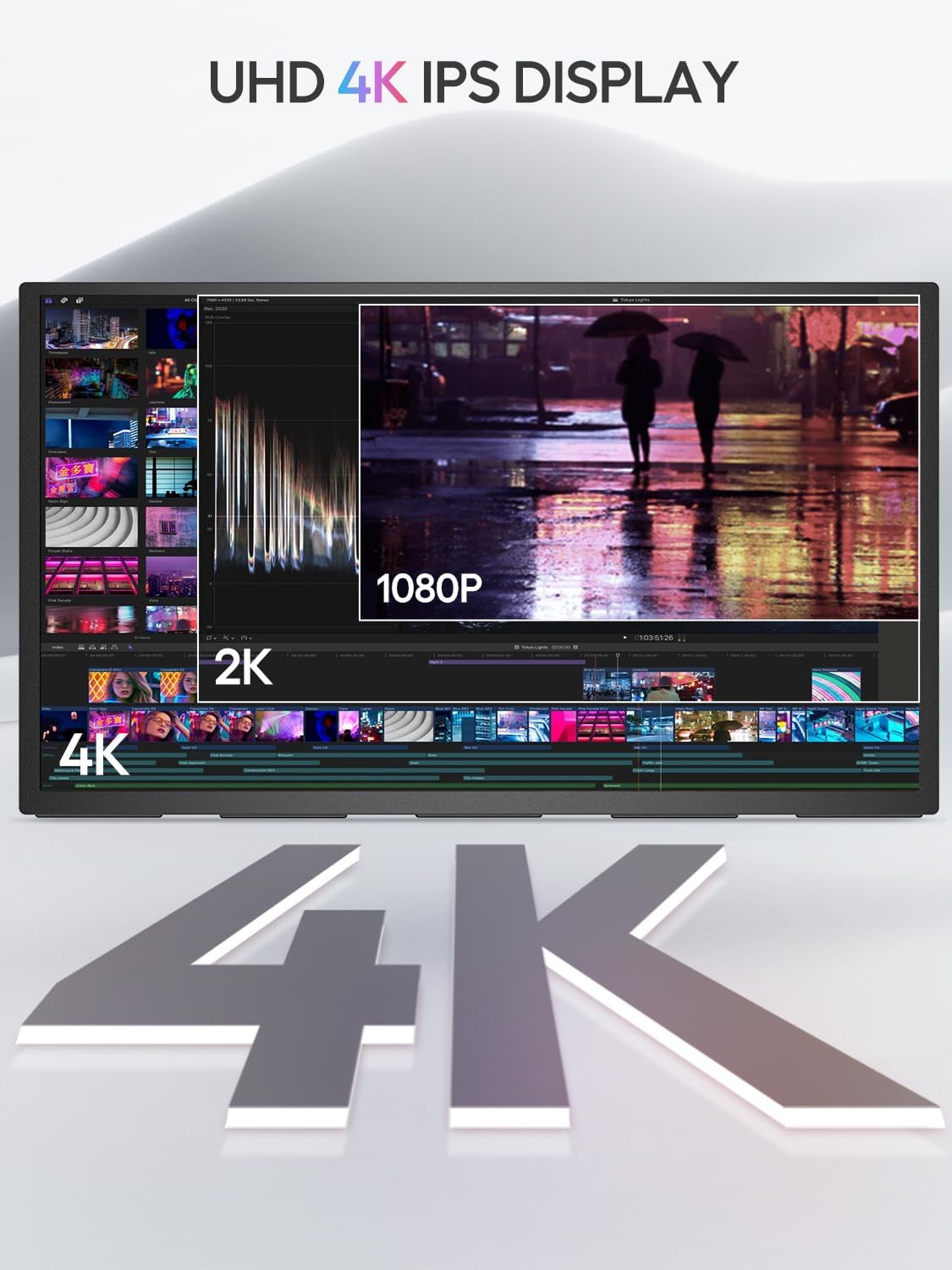 UPERFECT Portable Monitor 18.4-inch 4K 60HZ 10 Bit w/VESA & Stand 180° Adjustable Ultra-Slim & Lightweight Frameless FHD FreeSync IPS HDR Gaming Display, Travel Second Monitor for Laptop