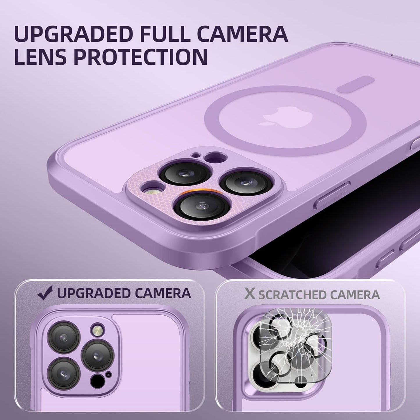 BERFY Magnetic for iPhone 16 Pro Case, Compatible with MagSafe, Built-in Privacy Screen Protector and Upgraded Camera Protection, Anti-Spy Full Body Shockproof Phone Case for 16 Pro 6.3", Light Purple