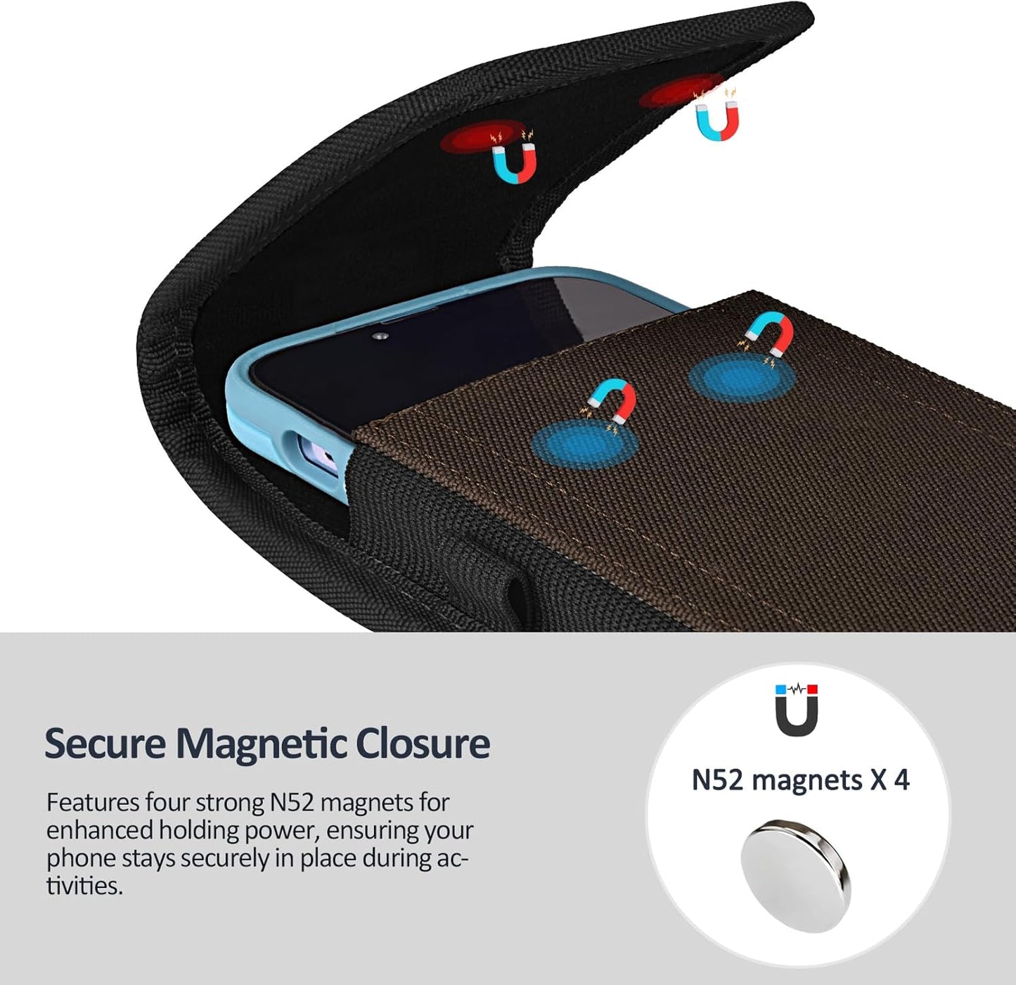 Phone Holster for Belt with Metal Clip and Magnetic Closure Compatible with Galaxy S25/S24/S23/S22/S21/S20 Ultra A16 A26 A35 A36 A55 A56 for Everyday Protection, XL-Coffee