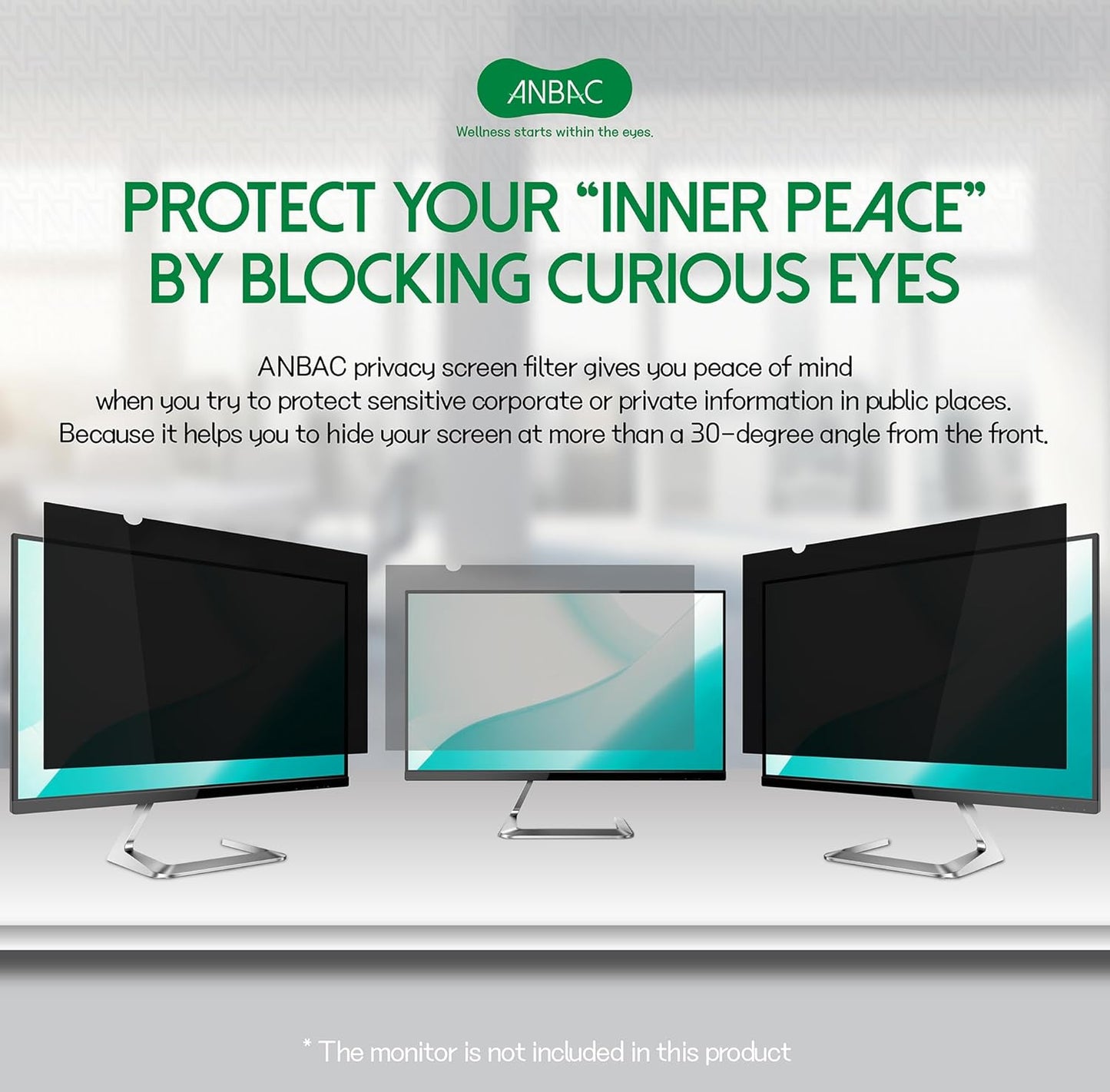 23.6 Inch Desktop Privacy Screen Shield for 16:9 Wide Monitor - Anti Glare Computer Privacy Screen Cover | Blue Light Blocking Screen Protector | Scratch Resistant UV Filter | Attachment Type