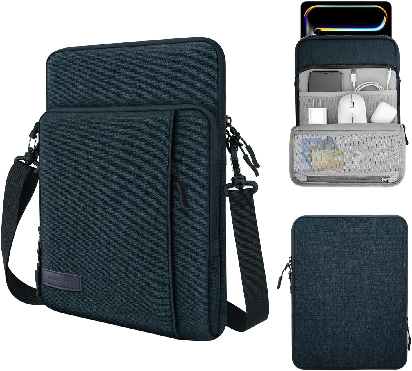 MoKo 12.9 Inch Tablet Sleeve Bag Carrying Case with Pockets Fits 13 Inch New iPad Pro M4 & Air M2 2024, iPad Pro 12.9 M2&M1, Surface Laptop Go 12.4", Galaxy Tab S8+/S9+ 12.4", Indigo