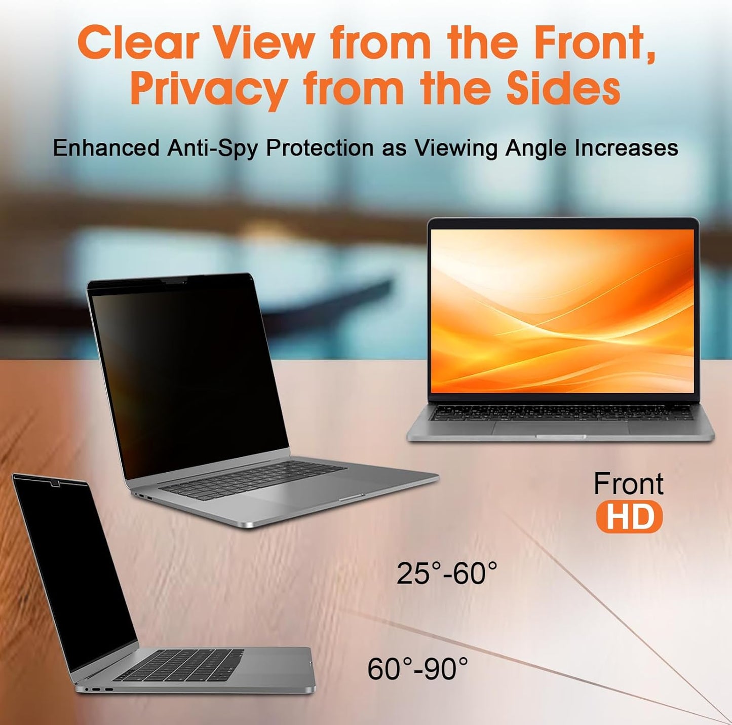 Magnetic Laptop Privacy Screen 15.6 Inch 16:9- Removable Anti-Glare Blue Light Filter, Computer Privacy Screen Shield Compatible with 15.6'' Hp Acer Asus Lenovo Dell Samsung Portable Monitor