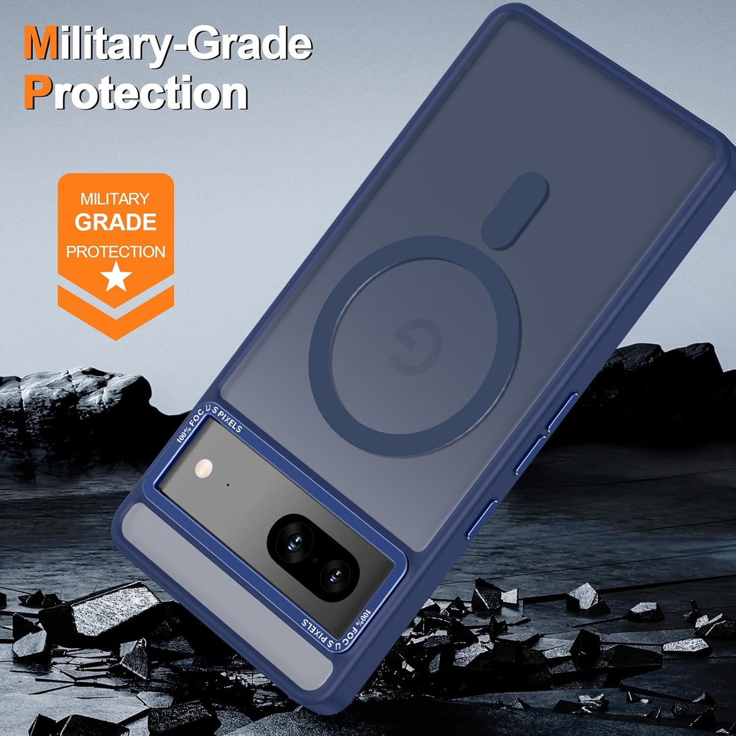Magnetic for Google Pixel 7 Case, [Military Grade Drop Protection] [Compatible with MagSafe] Shockproof Slim Translucent Matte Anti-Slip for Women Girls Men Case, Dark Blue