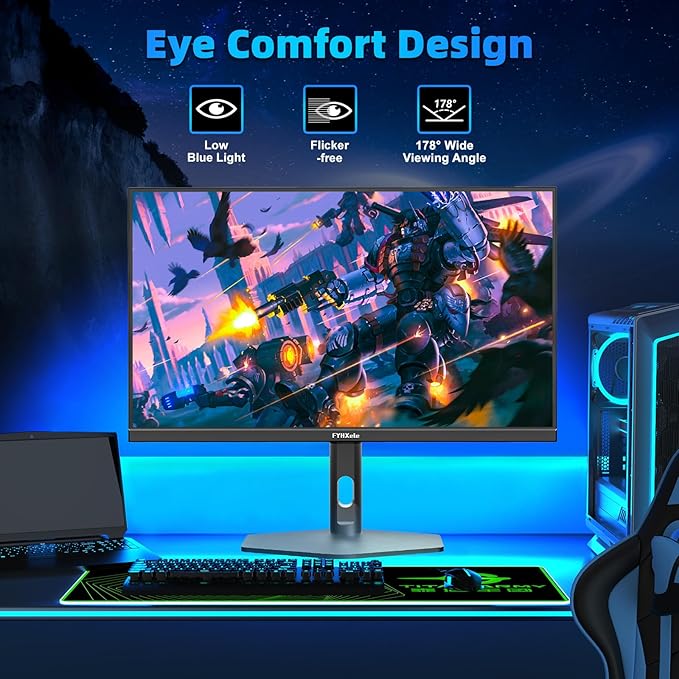 27 inch Gaming Monitor 300Hz, QHD 1440P, 0.8ms Frameless, Ultra Slim Computer Monitor, Height/Pivot/Swivel/Tilt Adjustable Vertical Monitor, Support FreeSync, VESA, DP*2, HDMI*2