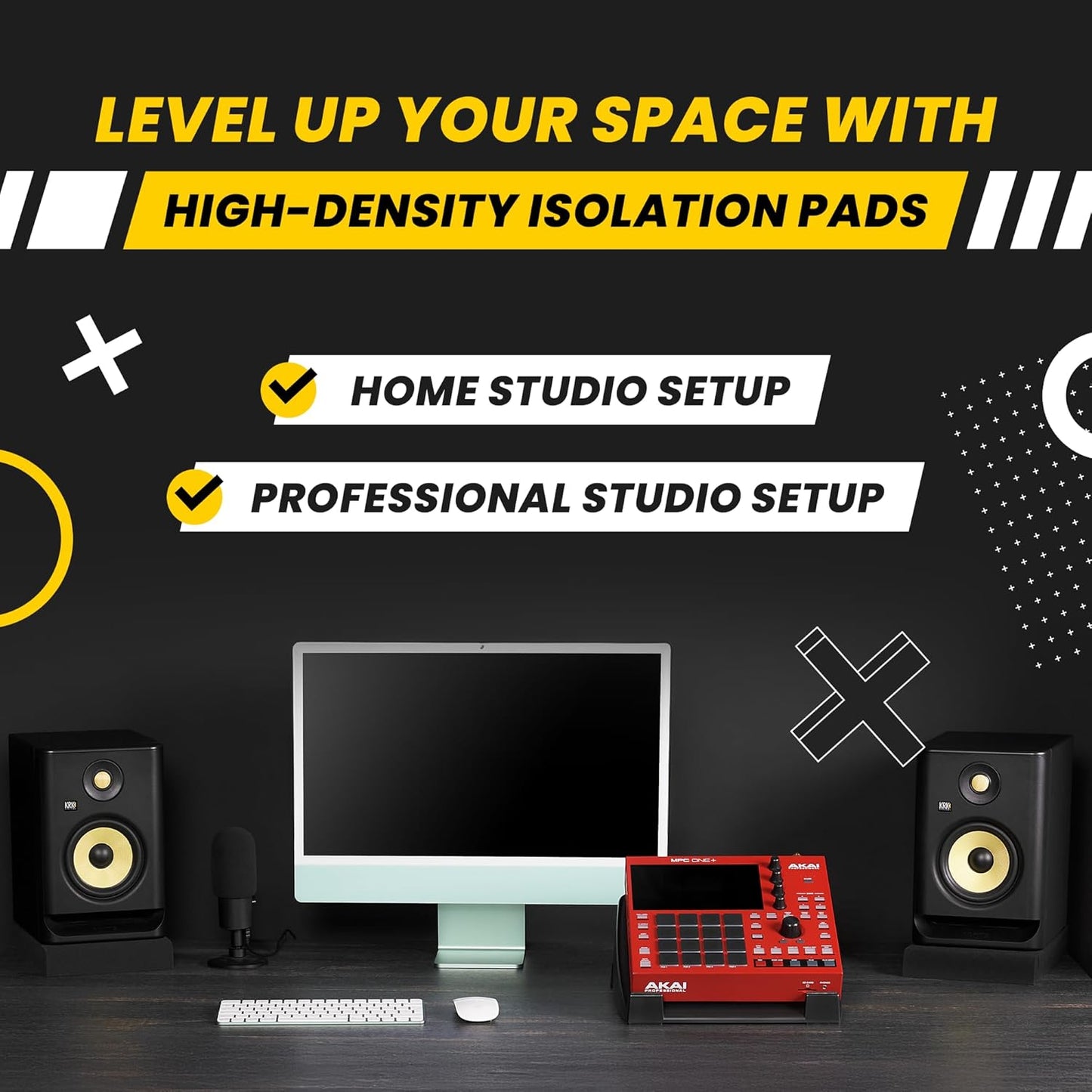 Sound Addicted - Studio Monitor Isolation Pads suitable for 6.5, 7 and 8 Inches Large Speakers | Reduce Vibrations and Fits most Stands - Pair | SMPad 8