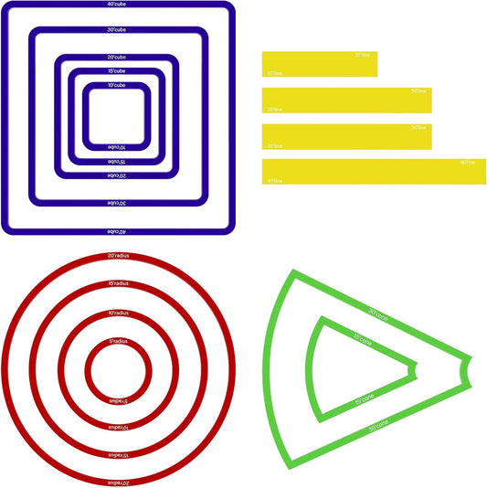 Sintuff 15 Pcs Spell AOE Damage Template Translucent Acrylic Area of Effect Spell Set Include 5 Cube 4 Circle 2 Cone 4 Line Templates for Gifts Tabletop RPG Gaming Accessories(Colorful)