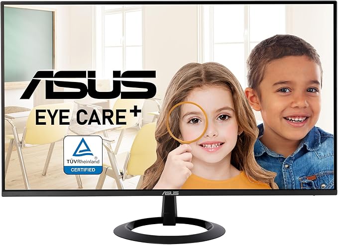 ASUS 24” (23.8-inch viewable) Eye Care Monitor (VZ24EHF) - IPS, Full HD (1920 x 1080), Frameless, 100Hz, Adaptive-Sync, 1ms, HDMI, Low Blue Light, Flicker Free, Ultra-Slim Profile, 3 Year Warranty
