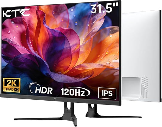 KTC 32 Inch 2K Computer Monitor, QHD (2560 x 1440) 120Hz Monitor with IPS Panel, Adaptive Sync, HDR10, HDMI/DP, Tilt Adjustable, VESA Compatible, Eye Care PC Monitor for Office Gaming, White