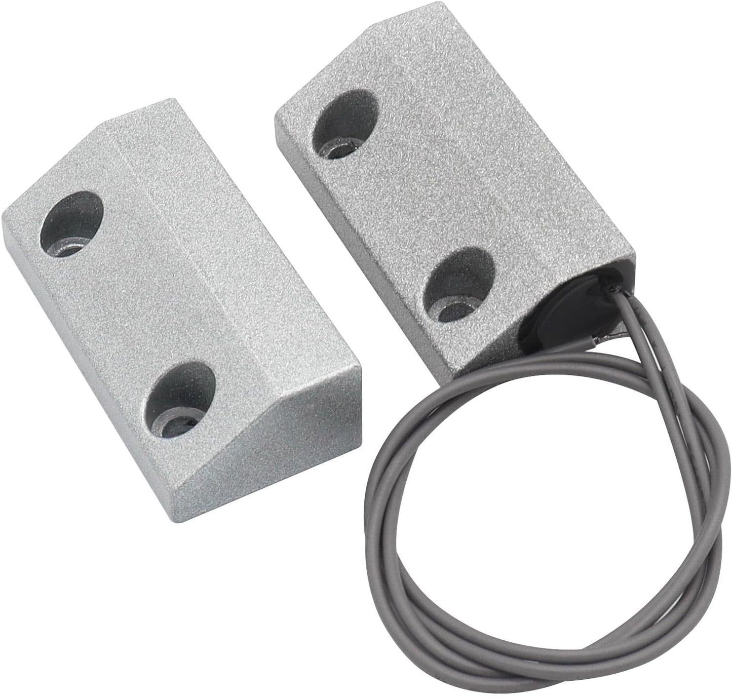 Magnetic Reed Switch Wired Surface Mount Normally Open NO Contact Sensor Alarm Magnetic Door Switch with 2 Wires, Zinc Alloy Sliver, MC-56