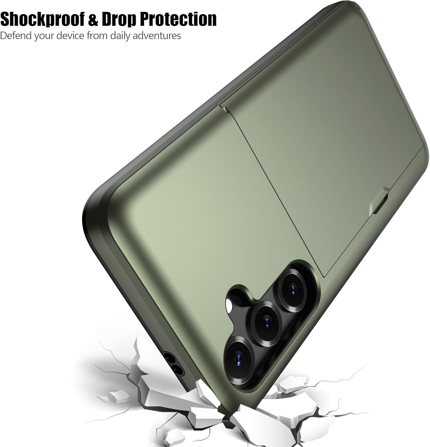 Nvollnoe for Samsung S25 Plus Case with Card Holder Dual Layer Heavy Duty Protective Case Hidden Card Slot Slim Wallet Cover for Samsung S25 Plus 6.7''(Green)