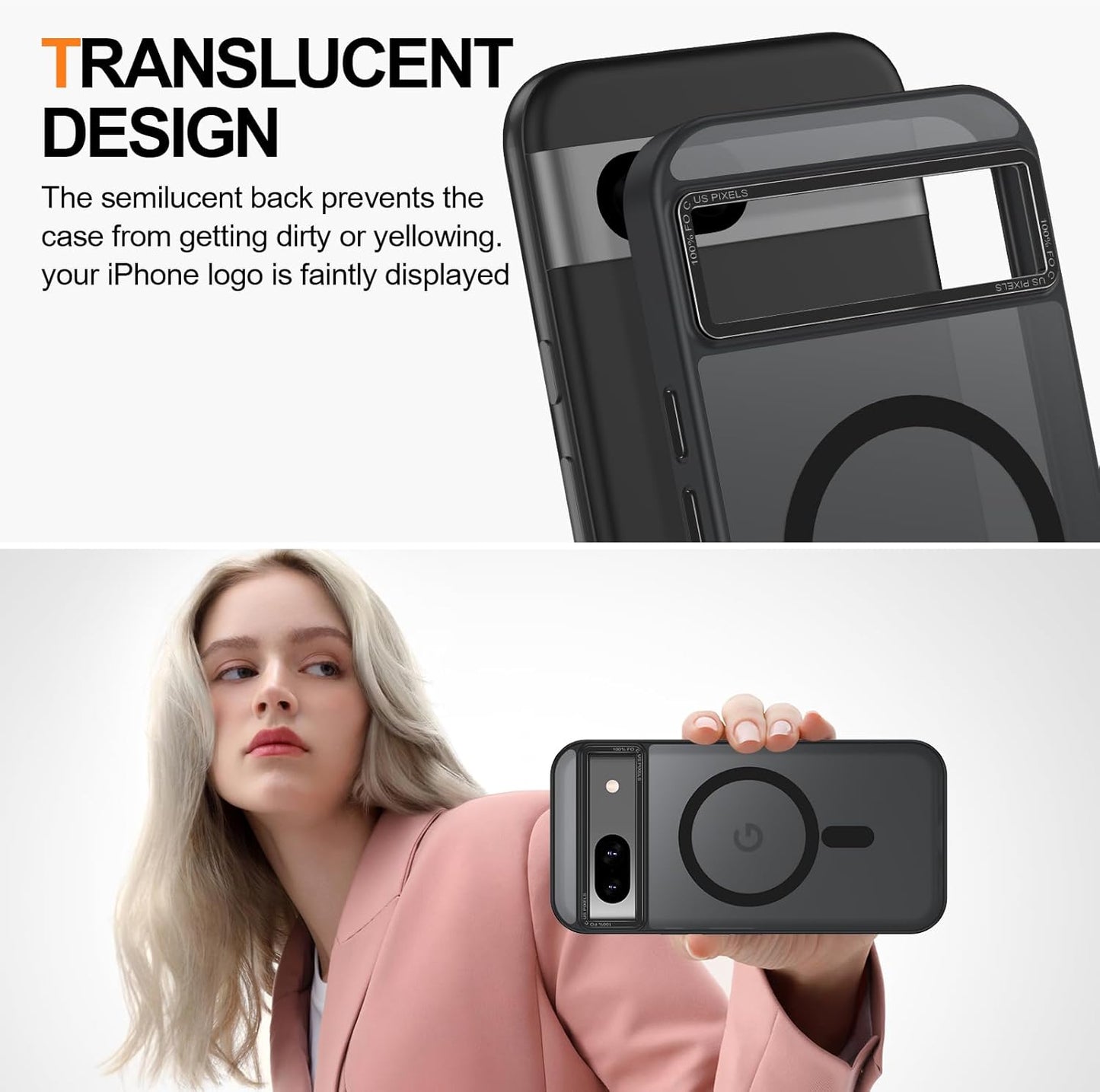 Magnetic for Google Pixel 8a Case, [Military Grade Drop Protection] [Compatible with MagSafe] Shockproof Slim Translucent Matte Anti-Slip for Women Girls Men Case, Black