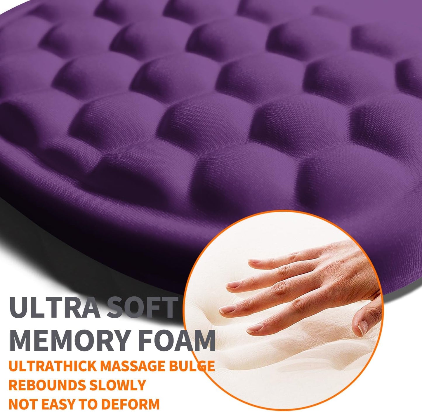 Ergonomic Joint Wrist Support Mouse Pad with Memory Foam Cushion Massage Bump, Carpal Tunnel Pain Relief Mousepad Slope Design for Wrist Rest, 11.8x7.9 in, Dark Violet