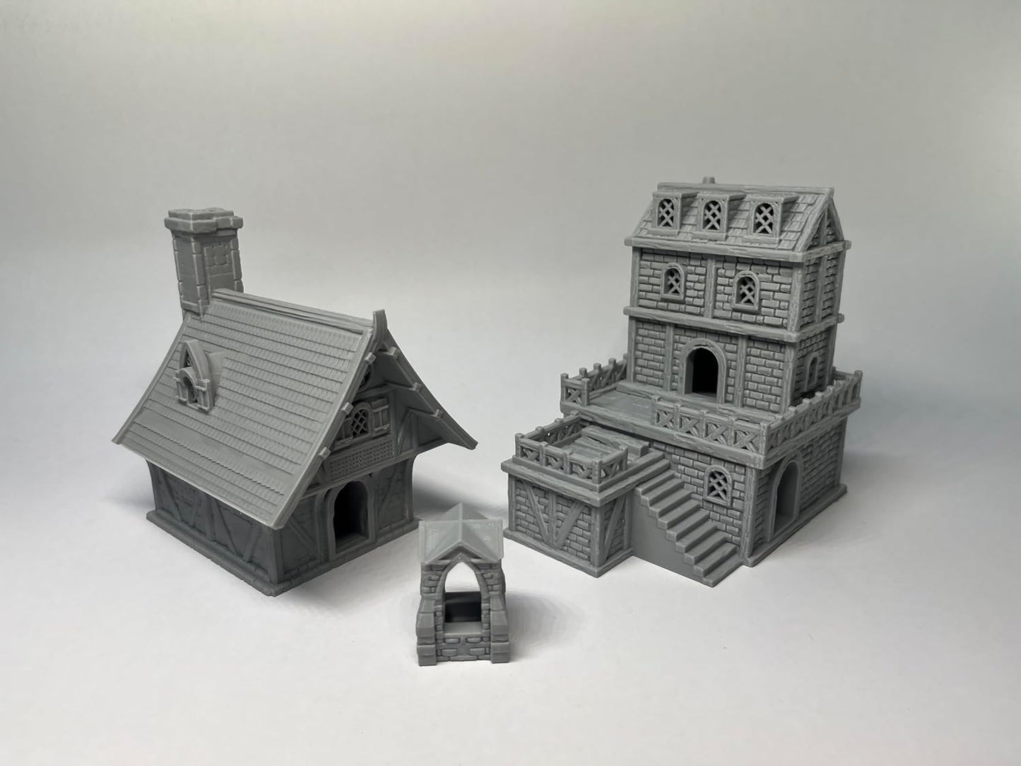 Medieval Miniature Building Terrain Set Compatible with Tabletop RPG War Games, Dioramas Building Set, Paintable, Gift for Tabletop Hobby Enthusiasts by HAUTICO (18mm Scale)