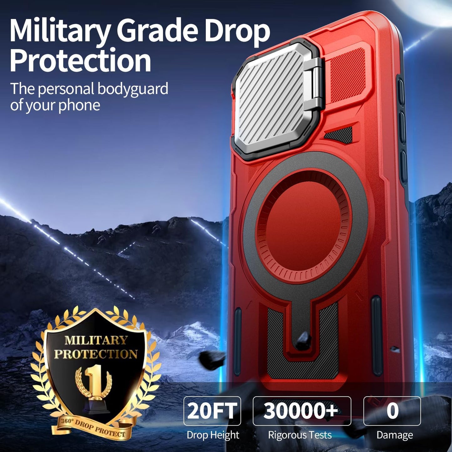 Camera Stand Case for iPhone 16 Plus, [Compatible with Mag Safe] [Lens Cover] 2024 Version Military Grade Protective Soft Case for iPhone 16 Plus 6.7 inch Men Women, Red