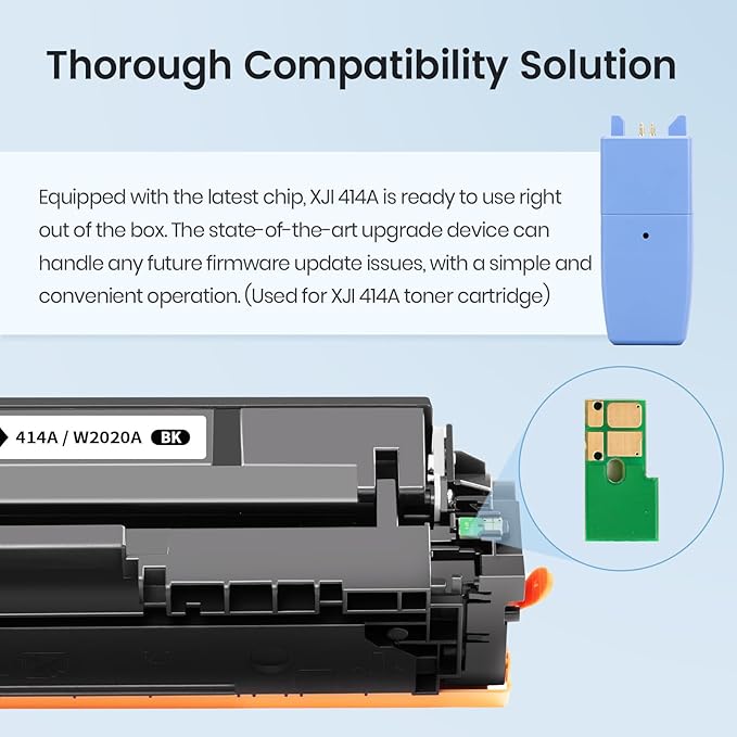 XJI 414A (with Chip) Compatible Toner Cartridges Replacement for HP 414 A X W2020A W2021A W2022A 414X Ink 4 Pack, for Color Laser Jet Pro MFP M479fdw M479fdn M479 M454dw M454dn M455dn Printer