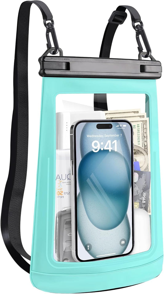 2L Waterproof Phone Pouch for iPhone 16 15 14 11 Pro Max & Galaxy S24 S21 - Floating Large Capacity Dry Bag Stores Sunscreen, Sunglasses - Oversized Waterproof Bag for Beach, Swimming, Kayaking