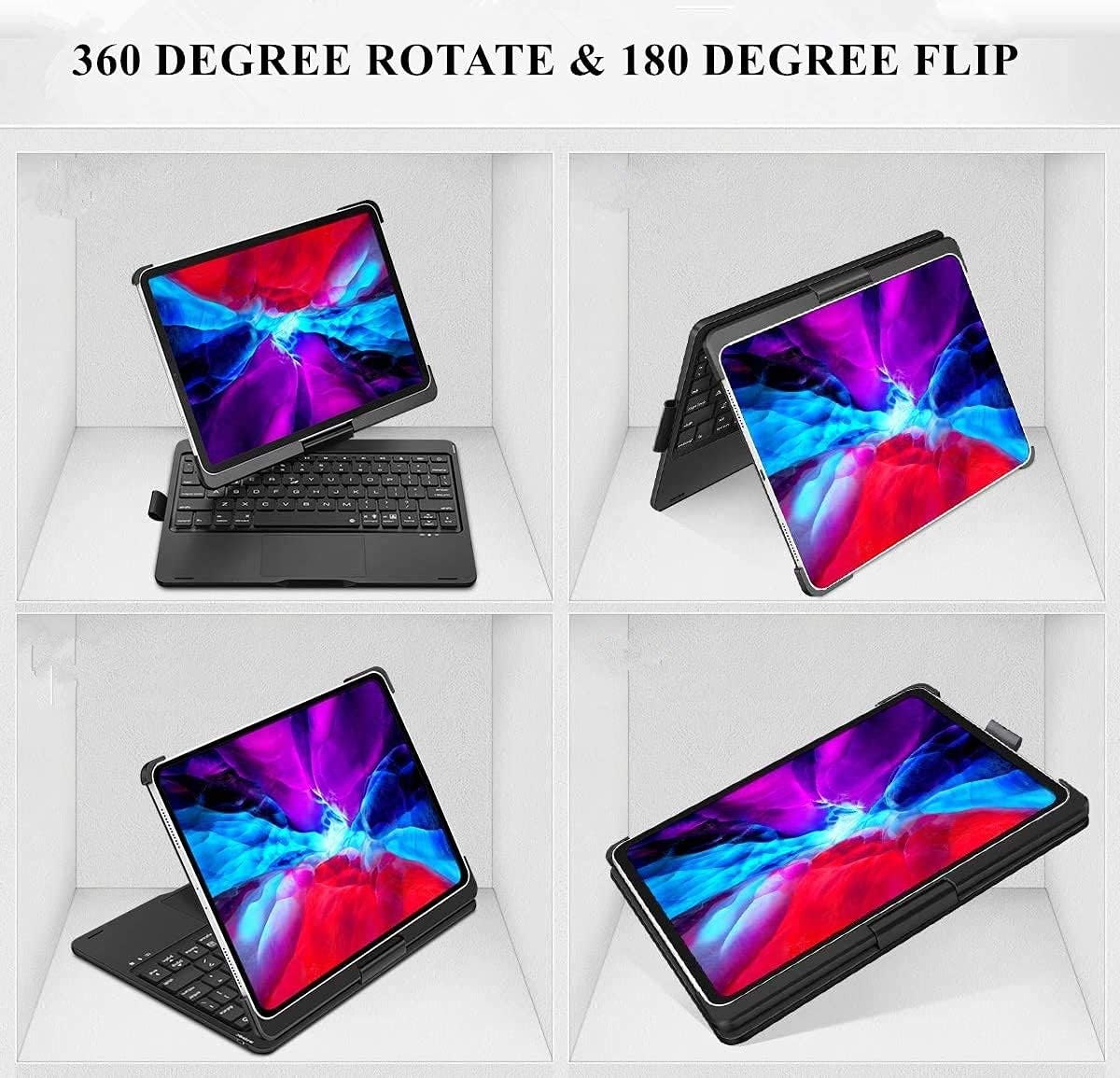 Rotatable Keyboard Case for iPad Air 11 Inch (M3/M2)/ Air5/Air4/iPad Pro11 2022/2021/2020, Backlits Bluetooth Touchpad Keyboard Smart Cover with Pencil Holder, Silver