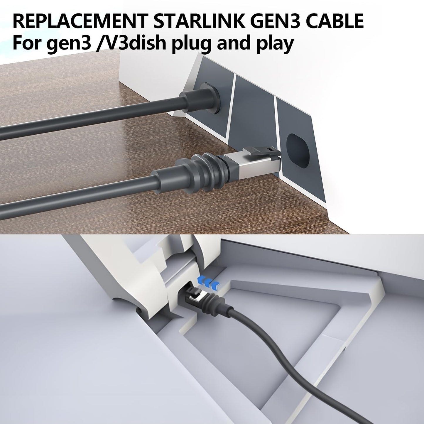 75FT Starlink Gen 3 Rectangular Satellite Cable - Waterproof Outdoor Replacement