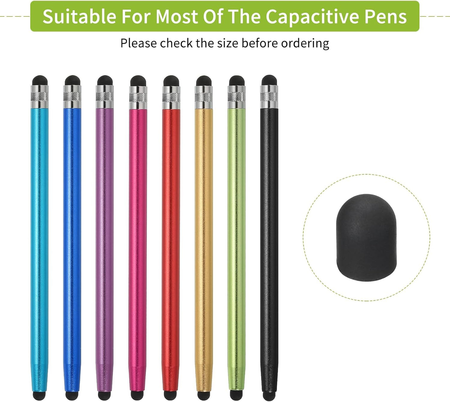 MECCANIXITY 60Pcs Replacement Stylus Pen Tips 5.5mm Conductive Capacitive Touch Screen Pens Tips Silicone Rubber, Black
