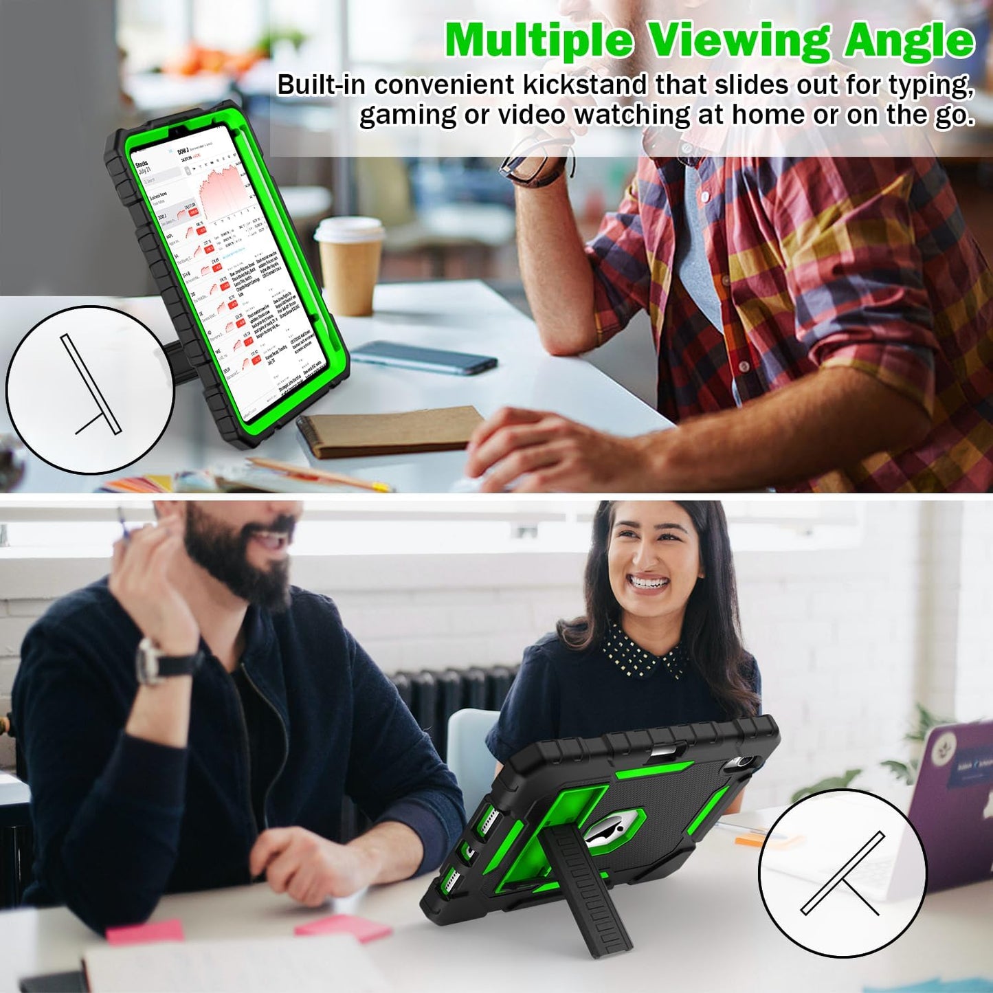 Grifobes Case for iPad mini 7 (A17 Pro) 2024 / Mini 6 2021 8.3 inch, Heavy Duty Shockproof Rugged Cover with Pencil Holder Stand, for I Pad Mini7th/6th Gen 8.3" Case for Kids Boys (Black+Green)