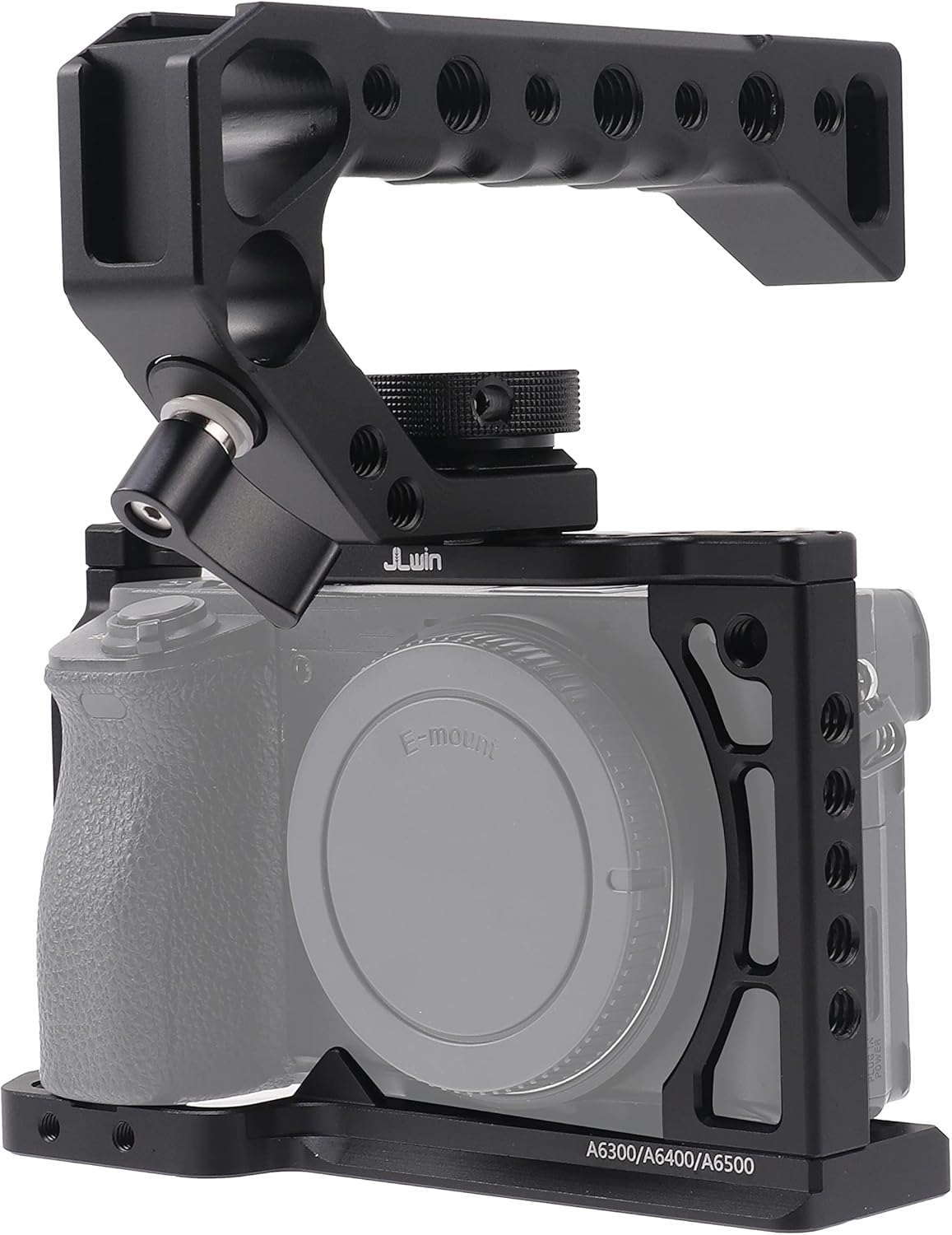 Hersmay A6500/A6400/A6300 Camera Cage Video Stabilizer with Top Handle for Sony A6500 A6400 A6300 A6000 A6100 Cameas DSLR Rig with Cold Shoe,Handle Locating Holes,Multiple 1/4" 3/8" Screw Holes