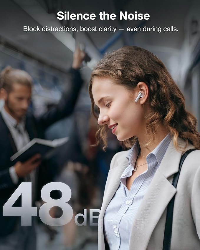 RecDot AI Voice Recorder Earbuds, viaim AI Meeting Assistant with Transcription, 78 Languages, FlashRecord, to-Do Lists & Summaries with viaim AI, 48dB ANC for Meetings, Interviews & Lectures, Sliver