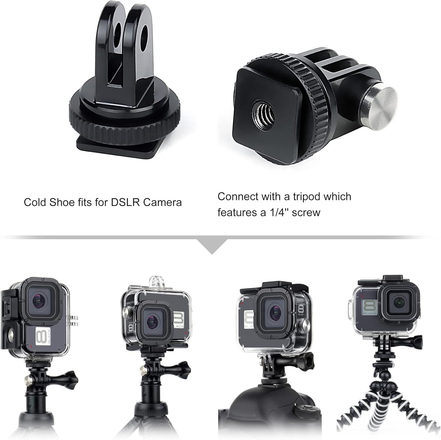 Waterproof Case for GoPro Hero 8 Black with 4-Pack Dive Filter, 60M Underwater Diving Housing Case with Red, Light Red, Magenta, Close-up Filters for GoPro Hero 8 Black Camera