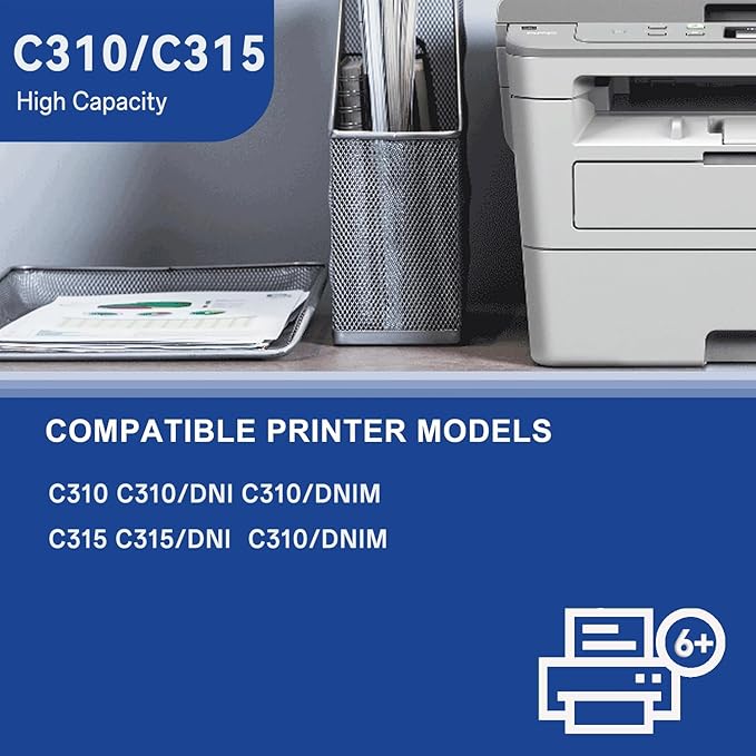C310/C315 High Yield Toner Cartridge Compatible for Xerox 006R04356 006R04357 006R04358 006R04359 Replacement for Xerox C310 C310DNI C310DNIM C315 C315DNI Printer(4 Pack, Black,Cyan,Magenta,Yellow)