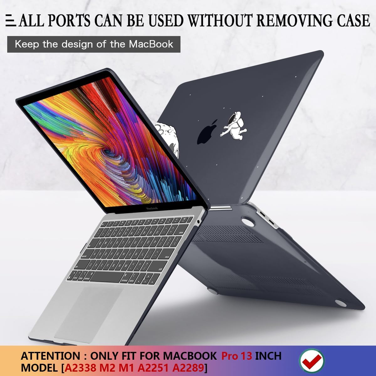 CISSOOK Black Astronaut Case Compatible with MacBook Pro 13 Inch 2020-2025 Release A2338 A2251 A2289, Plastic Hard Shell with Keyboard Cover for MacBook Pro 13 M2 M1 with Touch Bar